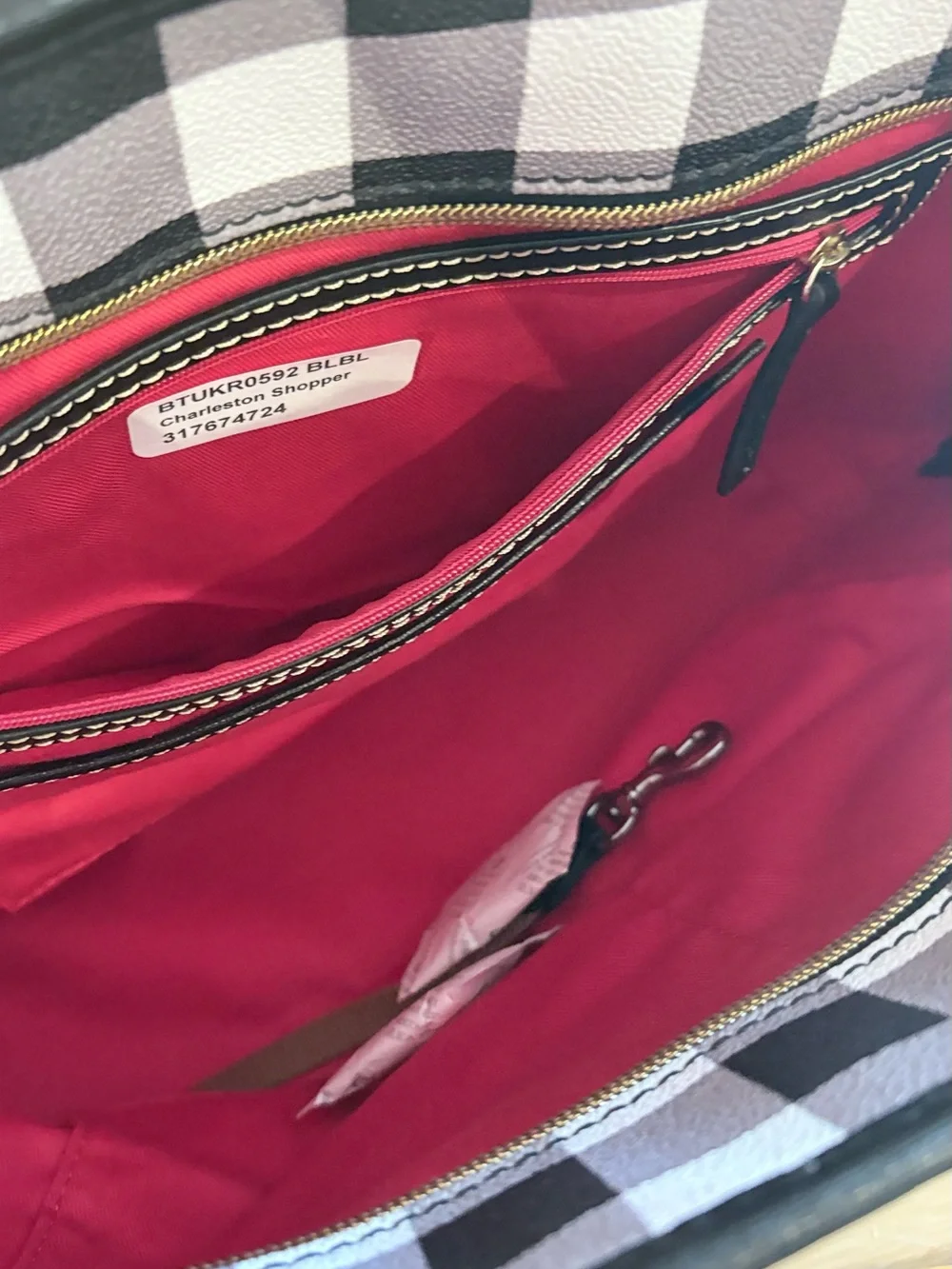 Dooney & Bourke Charleston Shopper Tote buffalo check black and white NWT - Picture 4 of 6